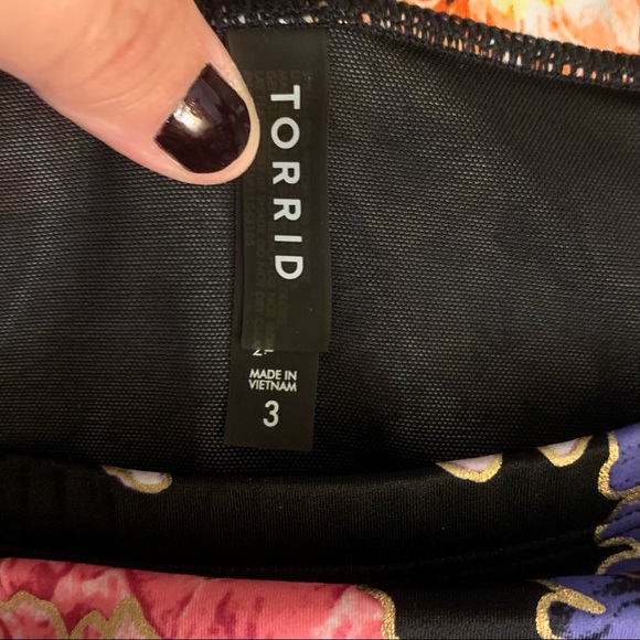 Torrid Black Metallic Floral Peplum Midkini Two Piece Swimsuit Bikini SET 3X - Picture 8 of 8